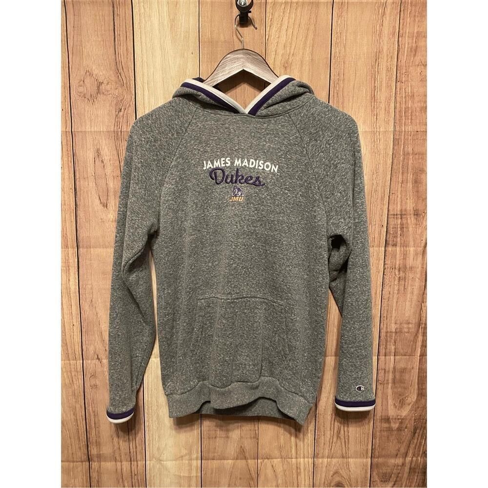 James Madison University Dukes Champion Small grey purple hoodie sweatshirt